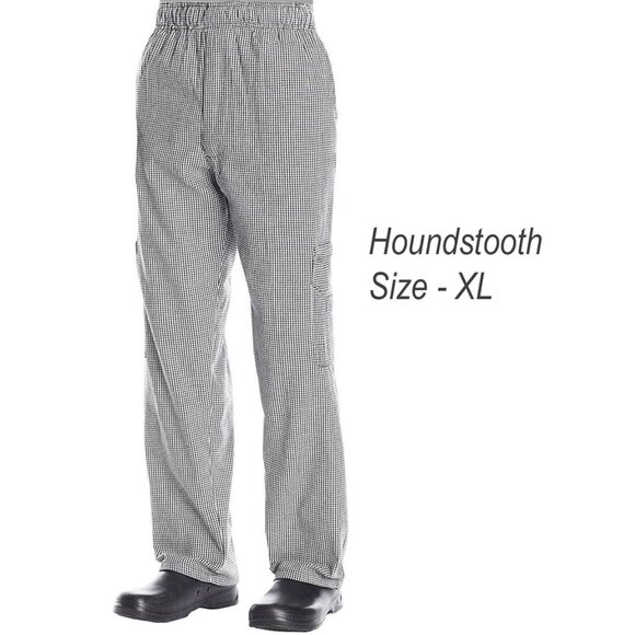 Chef Code Cargo Pants Elastic Waist Drawstring Zipper Cargo Pants XL Houndstooth - Picture 1 of 3